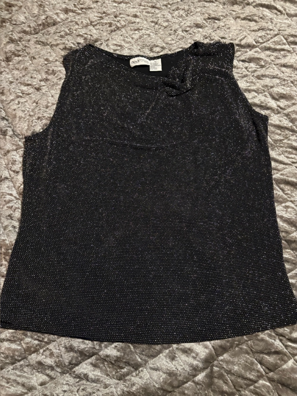 Apparenza Black Metallic Knot Shoulder Sleeveless Top #1701